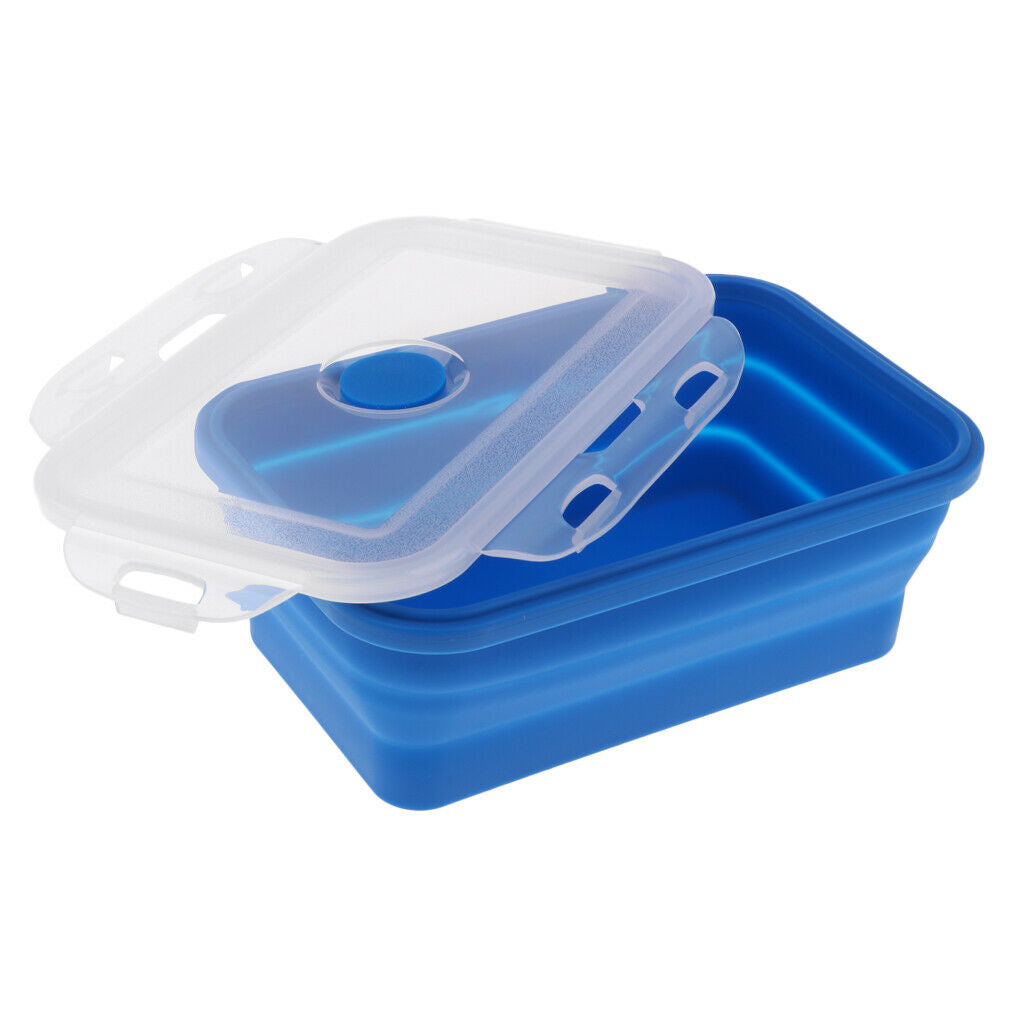 3x Portable Silicone Trays Bento Picnic Foldable Food Storage