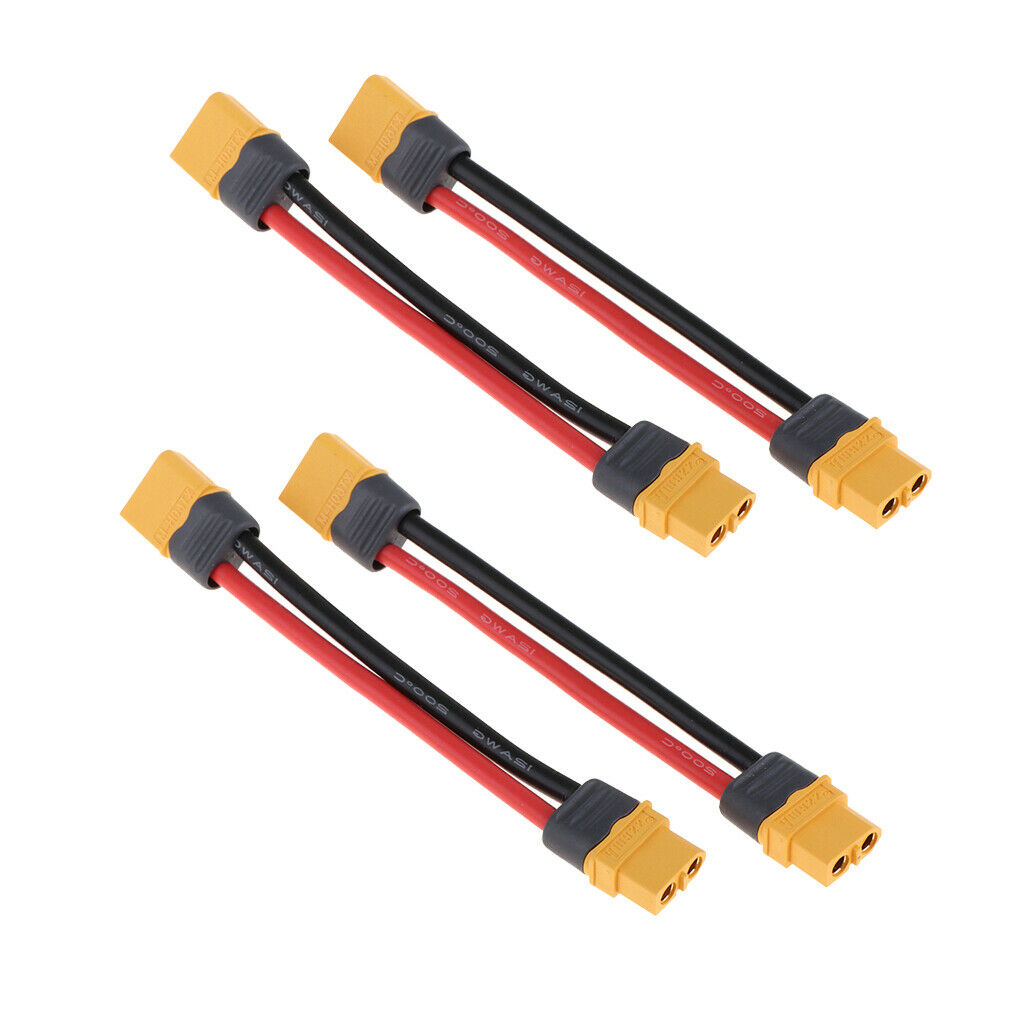 Pack of 4 LIPO Battery Charger Cables XT60 Male to Female 40 Cm