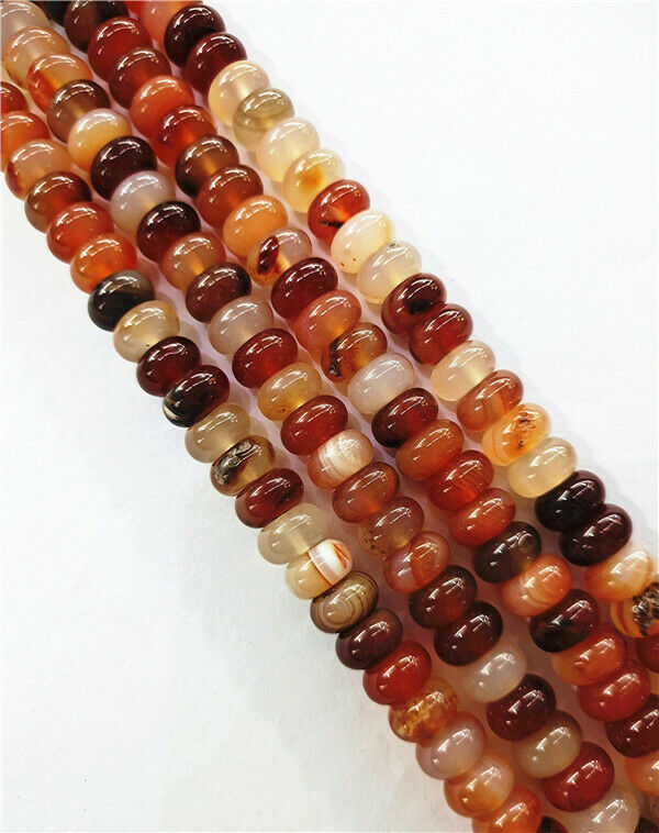 1 Strand 10x6mm Brown Red Agate Rondelle Abacus Spacer Loose Beads 15.5" HH7818