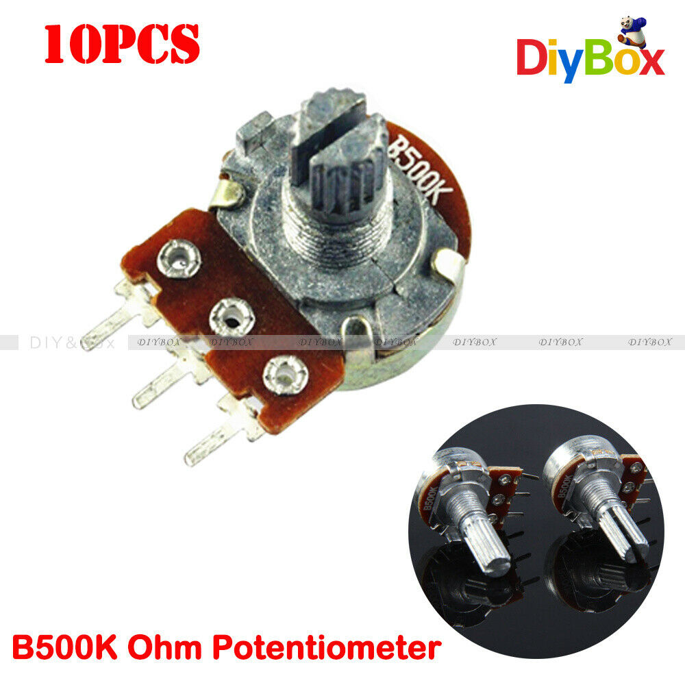 10PCS 500K Ohm B500K Knurled Shaft Linear Rotary Taper Potentiometer 15mm 3 Pins