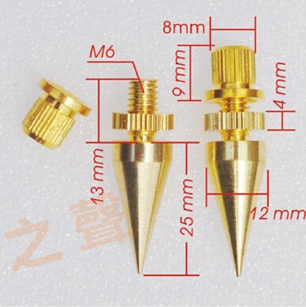 4pcs M6*36 Speaker Spike Gilded Copper Cone Isolation Stand Foot Home Audio part