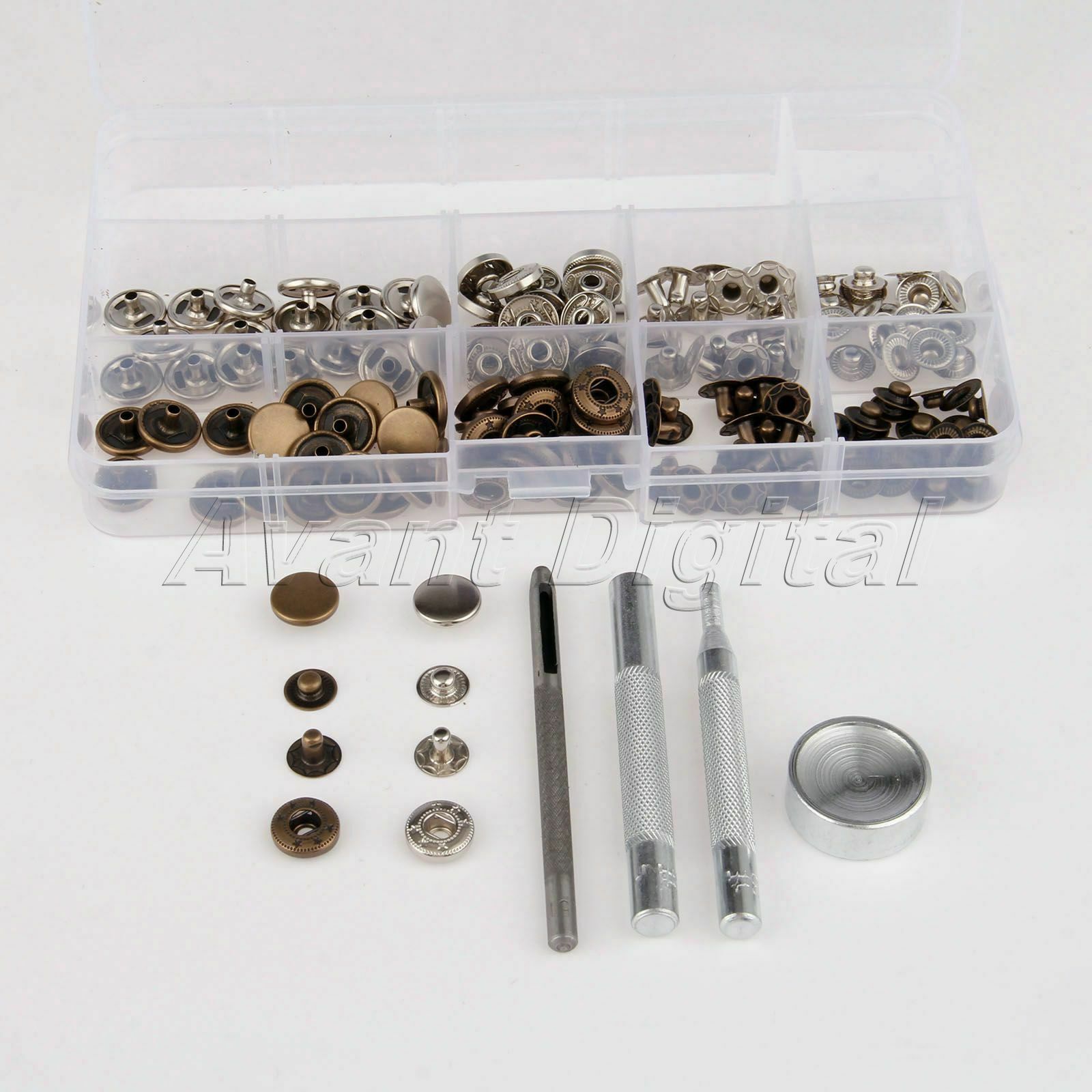 40Set 12mm Snap Fastener Buttons 633#+4pcs Fixing Tool Press Studs Leather Craft