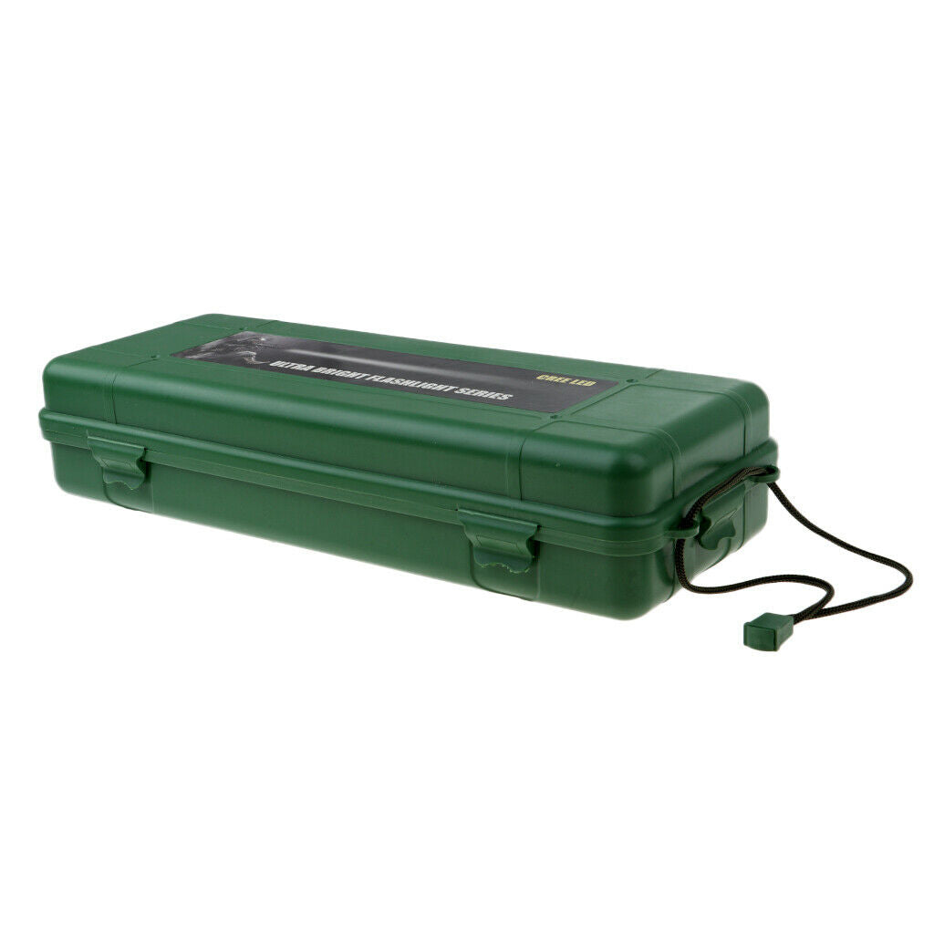 Airtight Survival Storage Case Flashlight Torch Carry Box Container XL Green