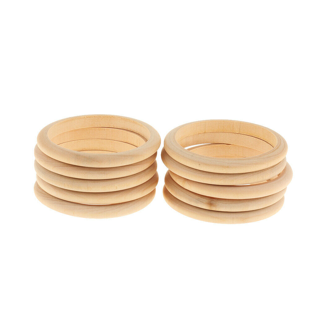 10pcs Unfinished Natural Unpainted Plain Wooden Bracelet Bangle DIY Material