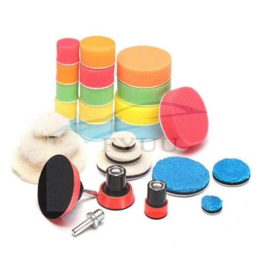 29 PCS 1/2/3 Inch Car Foam Drill Buffing Polishing Woolen Pad Kit Buffing Pads