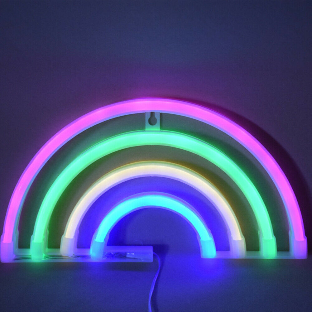 Creative Neon Sign Light Kids Room Night Lamp Mural Party Decor (Rainbow) @