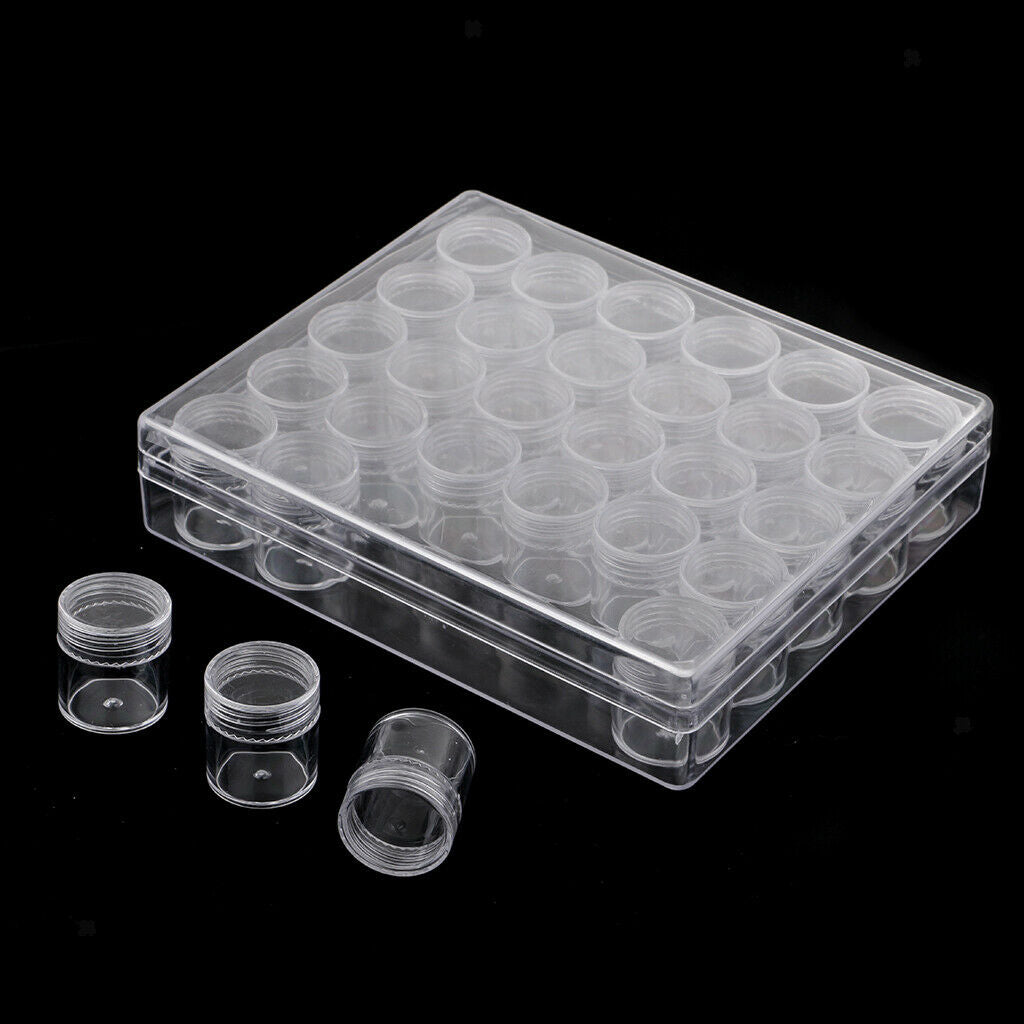 30 Slots Clear Jewelry Beads Container Makeup Cosmetic Organizer Storage Box