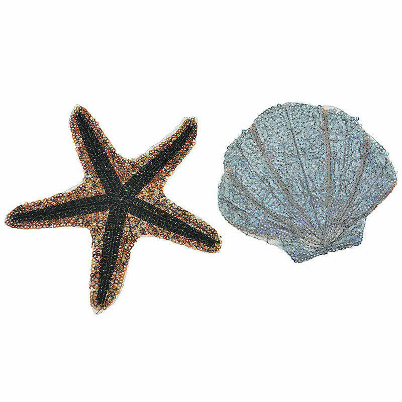 Sequins Starfish Shell Patches Sew on Applique Craft Clothing Decor Accessories