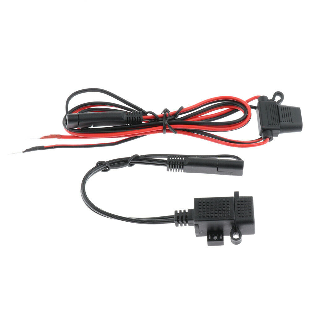 Motorcycle Waterproof USB Cable Adapter Charger Kit Inline Fuse