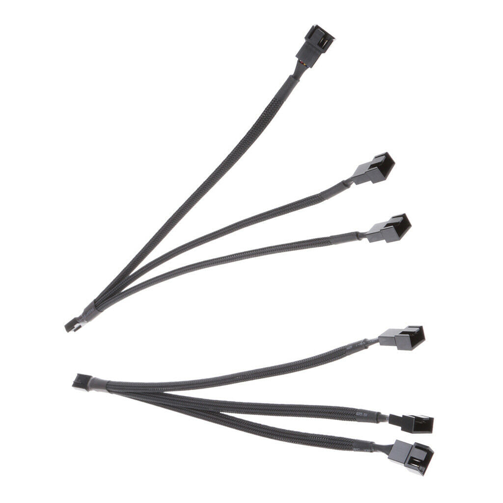 2pcs 4Pin PWM to 3x 3pin/4Pin Fan Splitter Power Cable Line Sleeved Braided