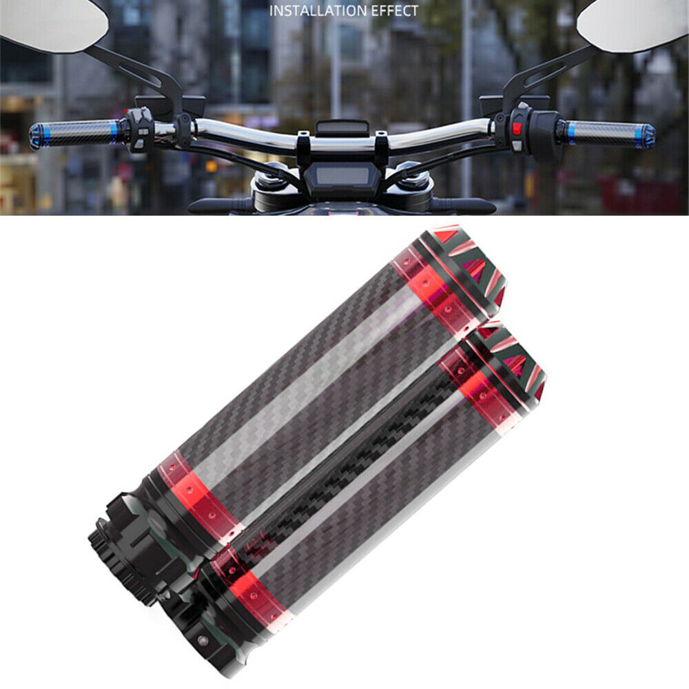 Black & Red 7/8" Motorcycle Handle Handlebar Hand Bar Grip Carbon Fiber Style