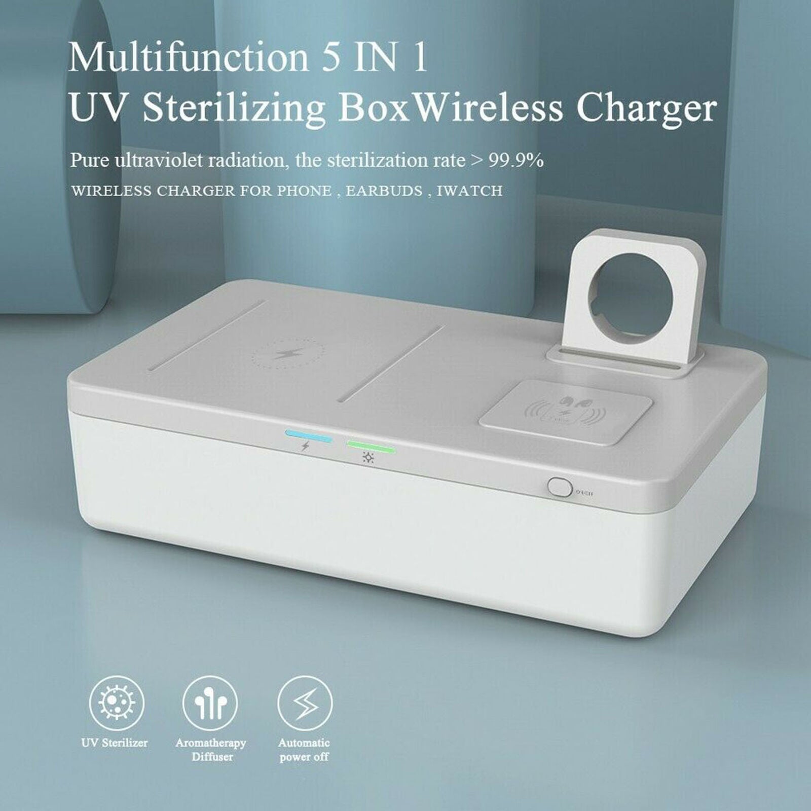 Phone Sanitizer Sterilizer Box Multifunction 15w QI 3 in 1 Wireless Charger