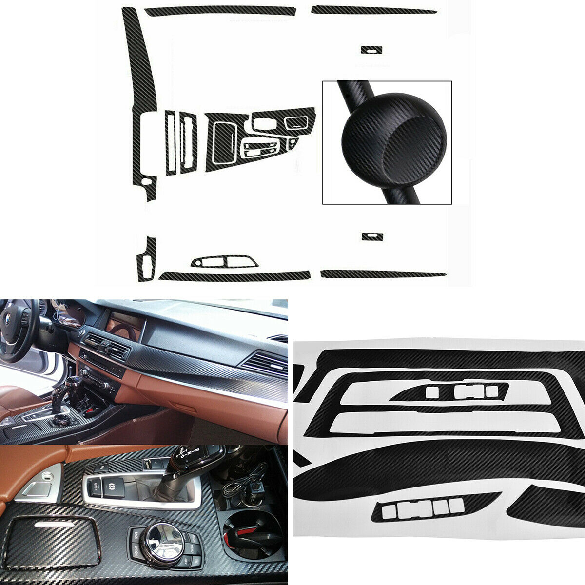 Carbon Fiber Texture Interior Cover Trim Decoration Wrap For BMW F10 F18 5Series