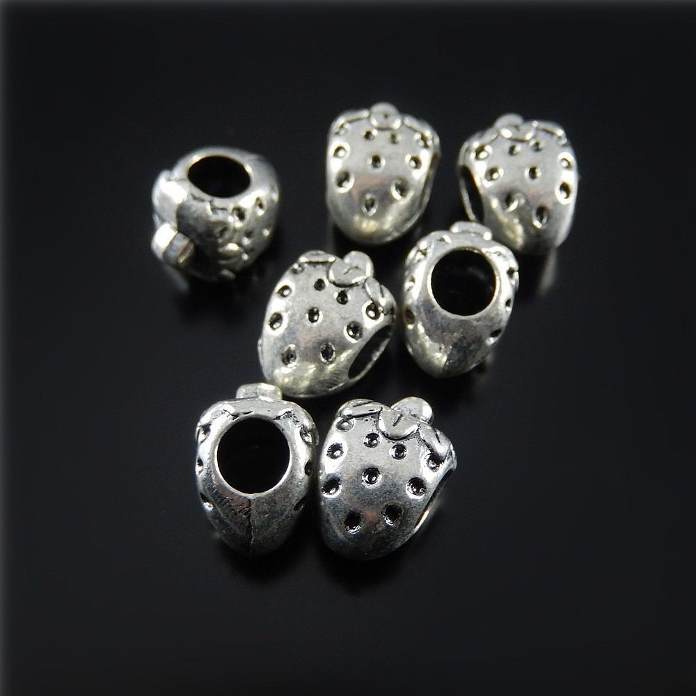 40pcs Mini Alloy Strawberry Loose Spacer Bead for Necklace Bracelet DIY 12*9*8mm