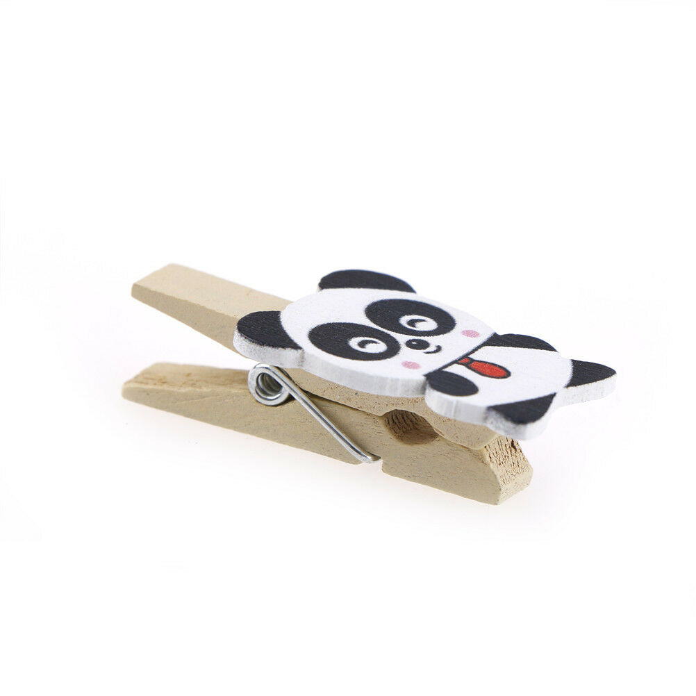 8pcs/lot Cartoon panda Wood Clip Photo Paper Clip Craft Decor with Hemp R.l8