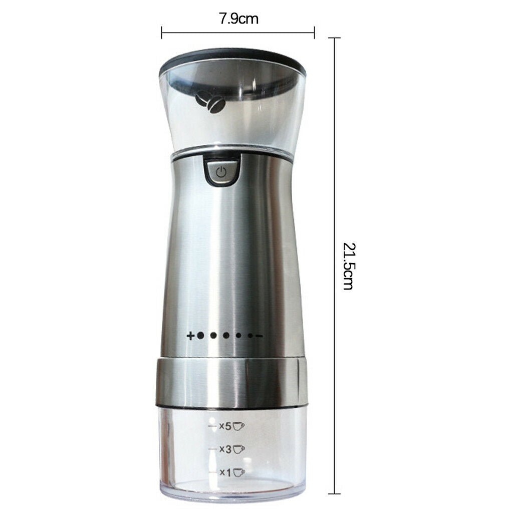 Adjustable USB Electric Coffee Grinder Home Office Use Stainless Steel Tool