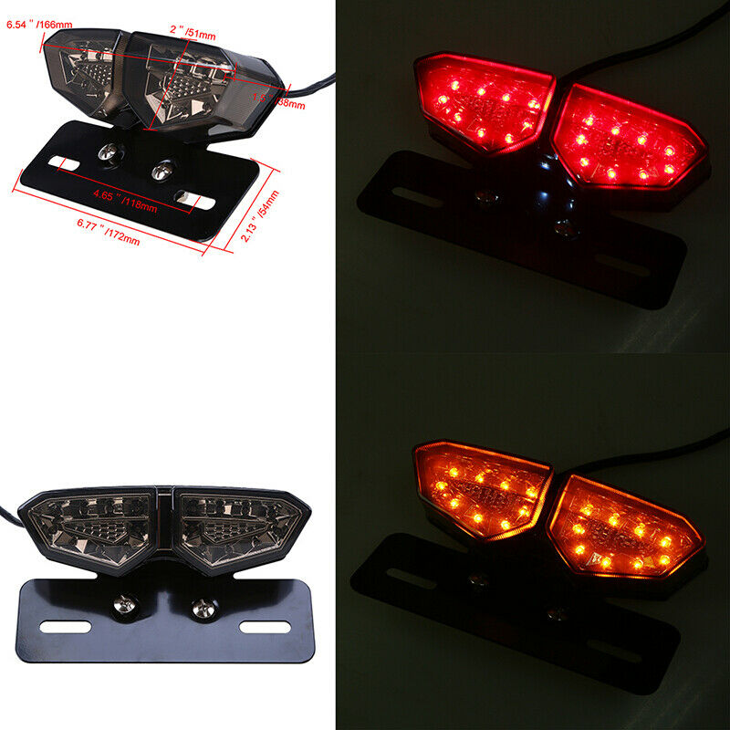 Motorcycle Rear Taillight Turn Signal Brake License Plate Holder Integrated Lamp