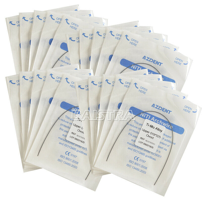 50X AZDENT Dental Orthodontic Beta TMA Molybdenum Alloy Arch Wire 19X25 Upper