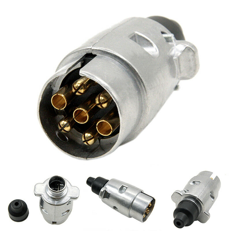 7 Pin Car Electric Socket Round Male Metal Adapter For Caravan Trailer Plug H Qx