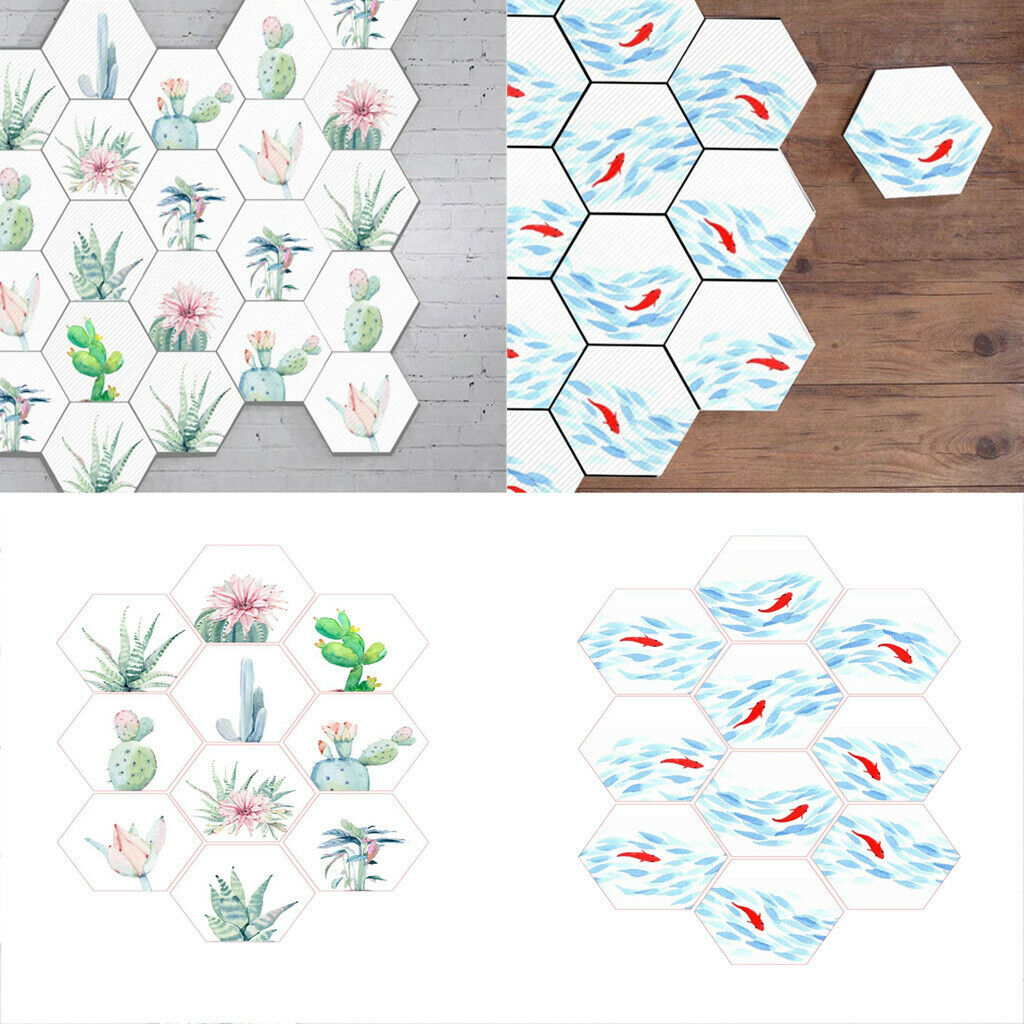 10Pieces Hexagon Wall Tiles Stickers Decals Kitchen Bathroom Waterproof A