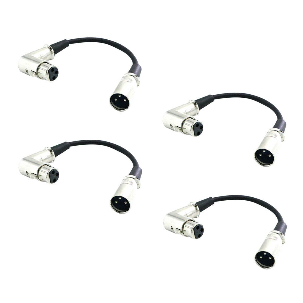 4pcs 3' XLR Right Angle 90 Deg Female to Straight Male Patch Cable Micphone
