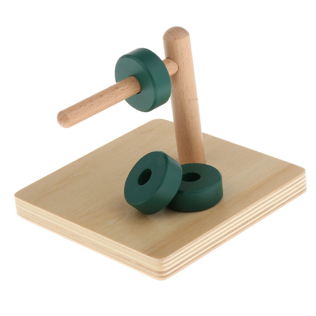 Wooden   Discs on Horizontal Dowel - Geometry Toys For Kids - Train