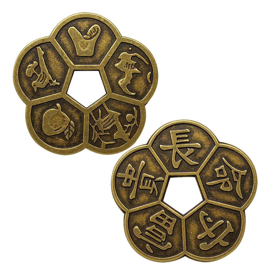 Chinese Old Copper Coin Plum Blossom Lucky Charms Feng Shui Collectibles