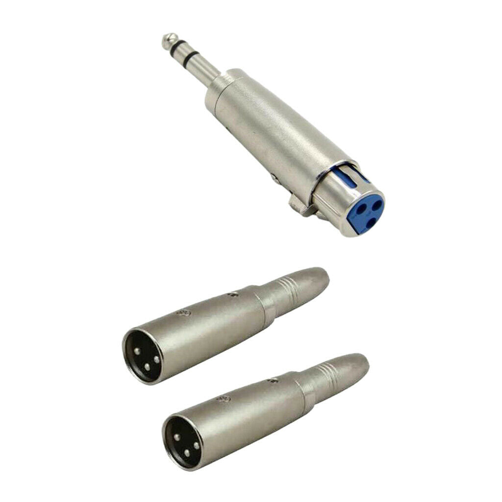 2pc XLR 3-Pin Male to 1/4" 6.35mm Mono Female Jack Audio Cable Mic Adapter+3-Pin