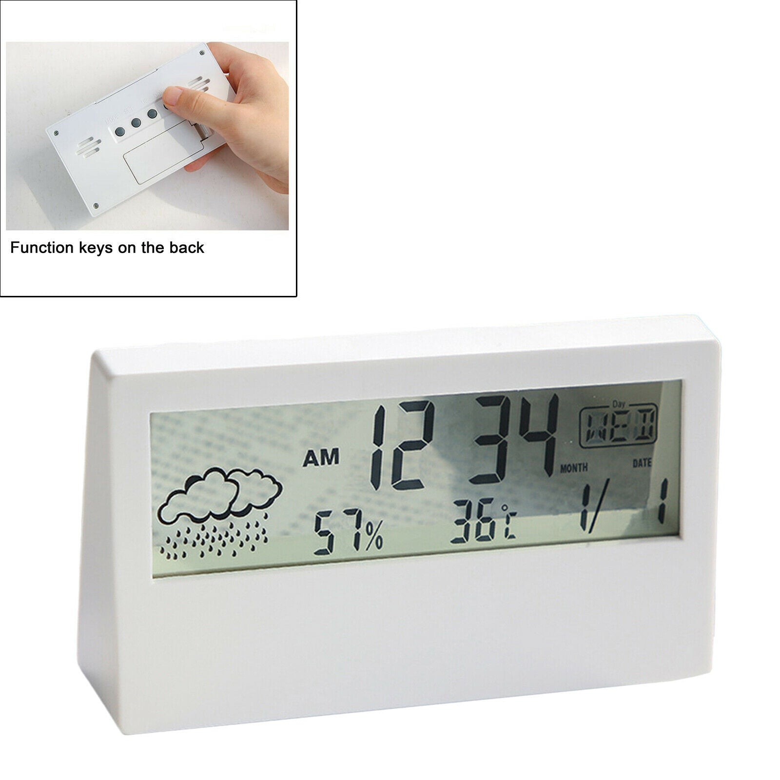 Compact Digital Clock Thermometer Alarm Clock Battery Operated for Home
