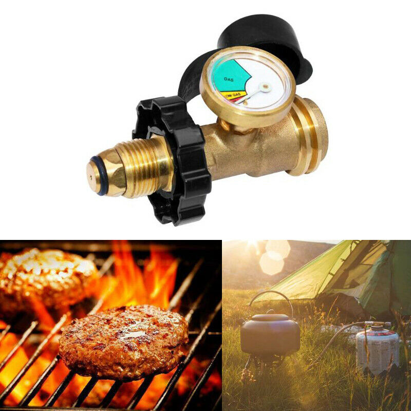 Brass QCC 1 Propane Tank Adapter Grill BBQ Gas Pressure Gauge Meter Tool