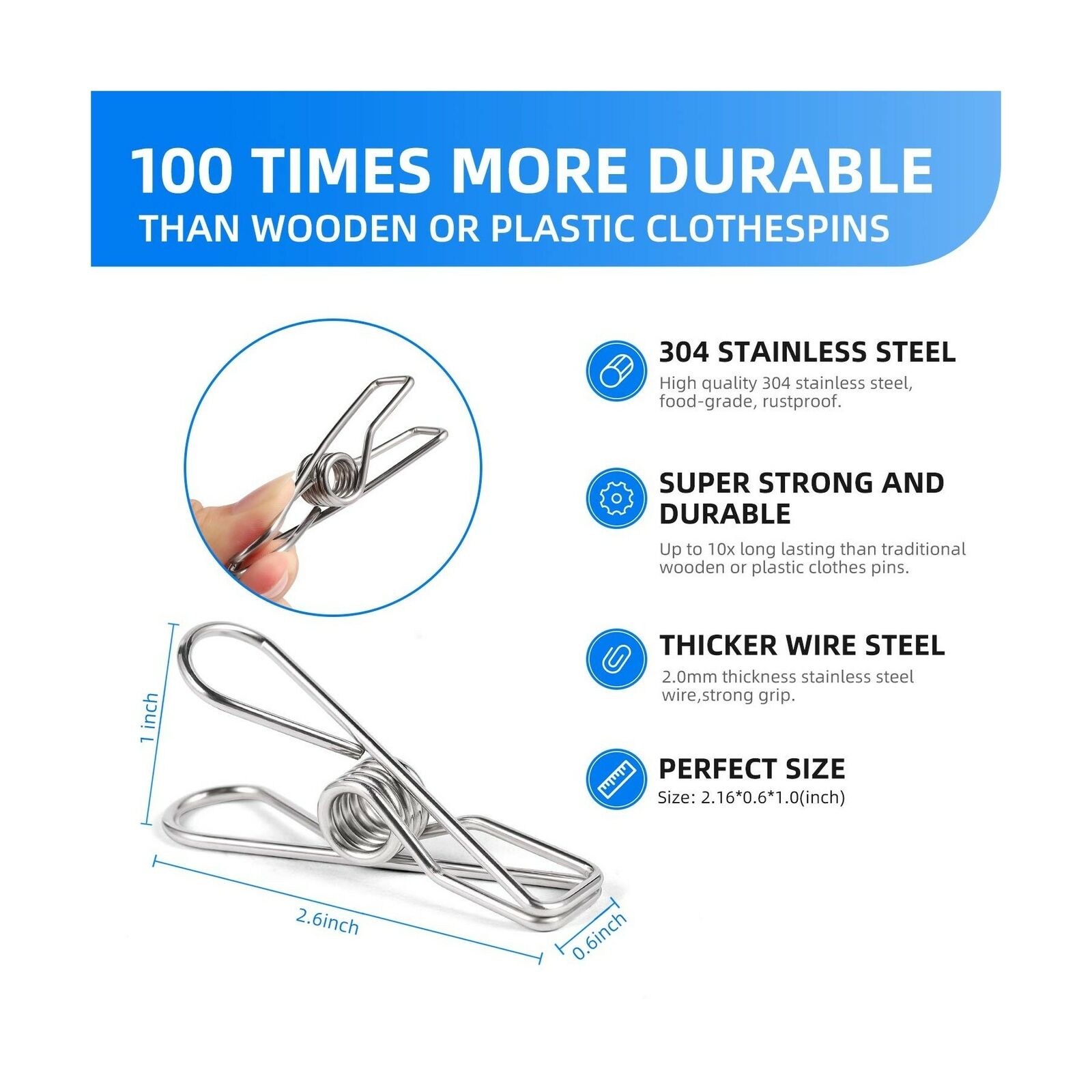 Clothes Pins for Laundry Clips - 28 Pack Heavy Duty Multipurpose Stainless St...