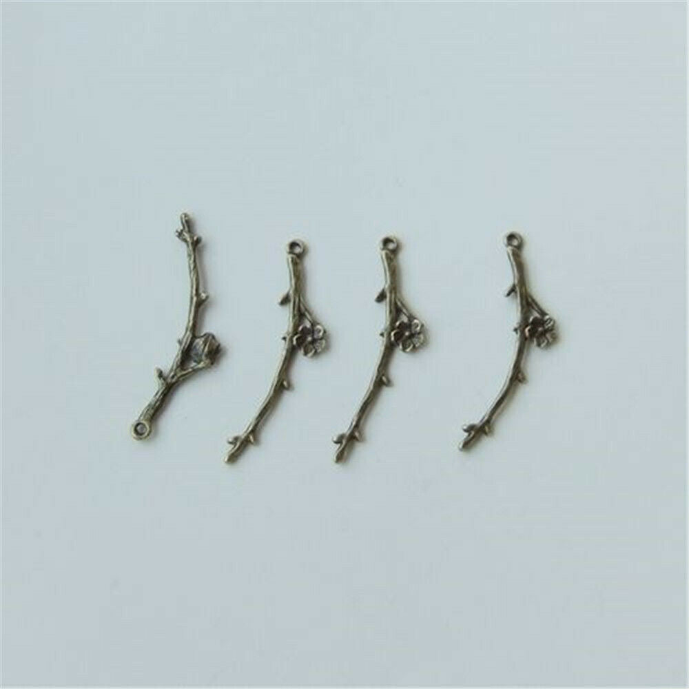20 pcs Antiqued Bronze Alloy Flower Tree Branch Craft Pendant Findings 37mm