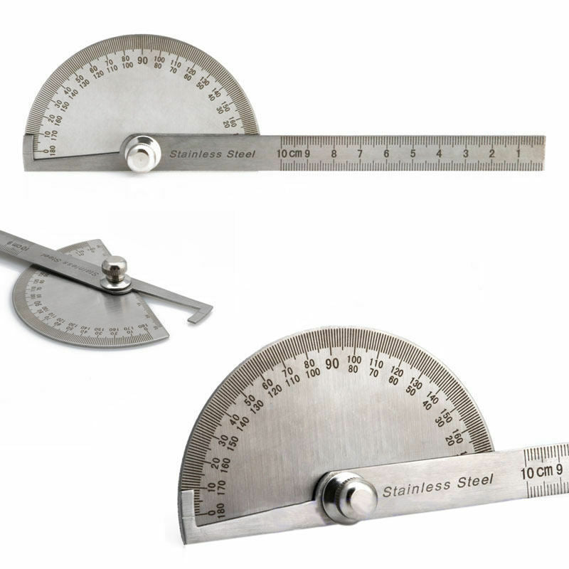 Stainless Steel 180 degree Protractor Angle Finder Arm Rotary Measuring Ruler
