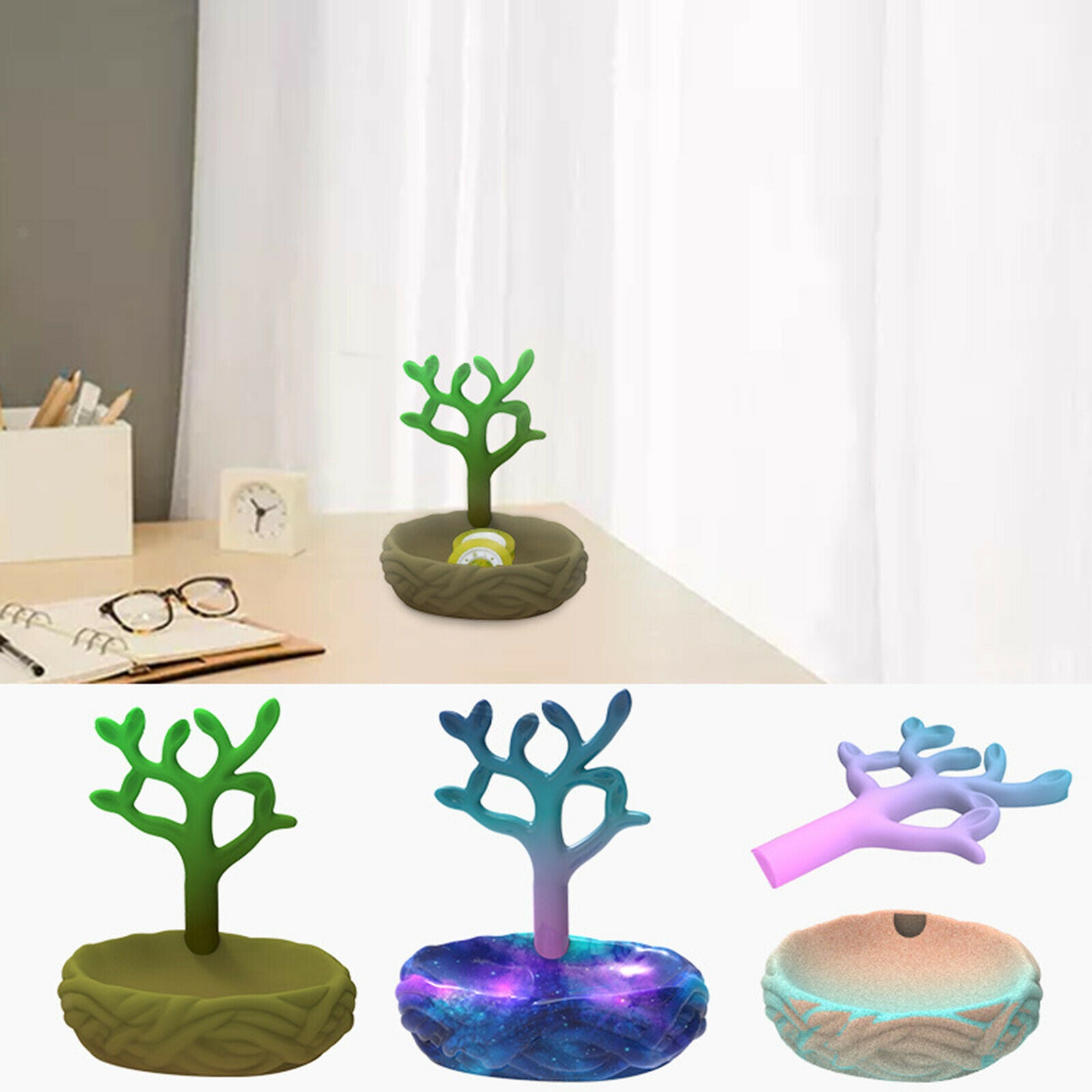 Silicone Jewellery Storage Box Mold Casting Moulds w/ Tree Mold DIY Crafts