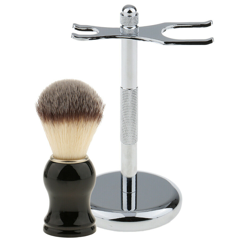 Shaving Brush And  Stand Holder Kit Rack Safety Handle Storage Set