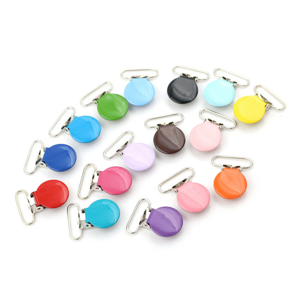 10x Mixed Color Infant Baby Metal Clips Pacifier Holders Alloy Suspender HooDD