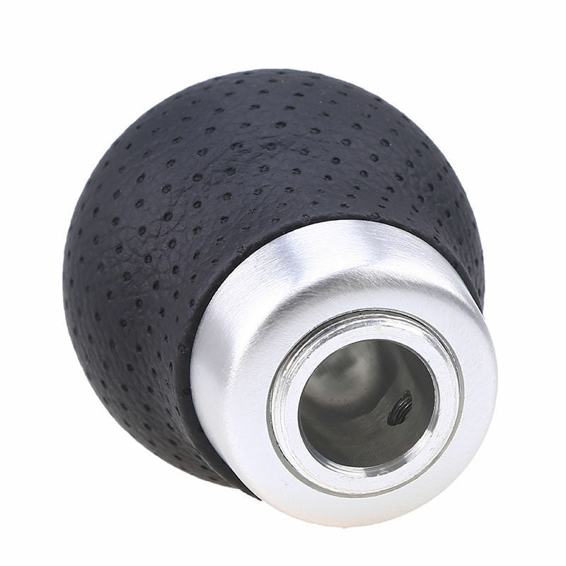 Black Leather 5-Speed Universal Aluminum Manual Gear Shift Knob Shifter Lever