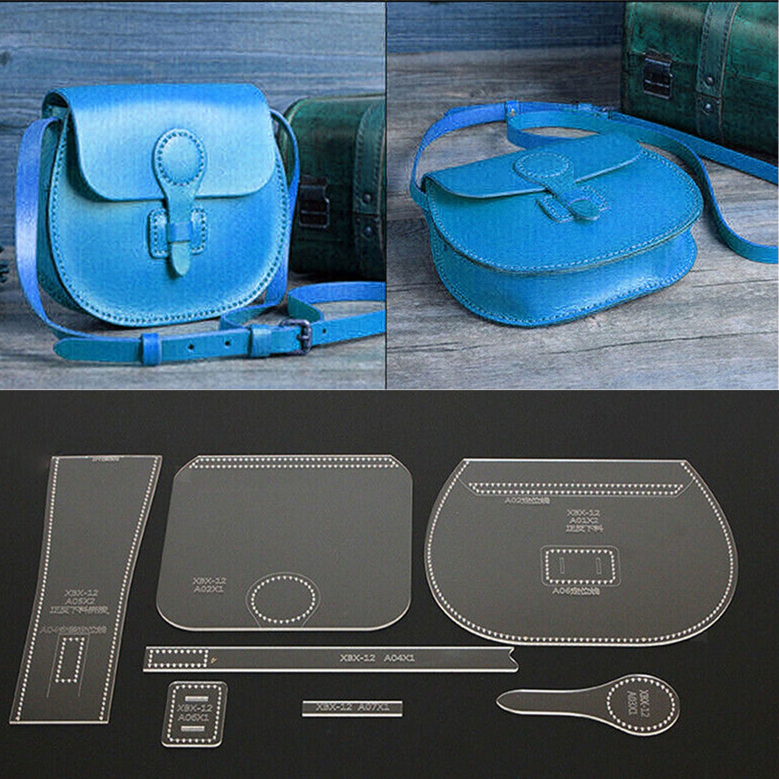 7pcs Leather Craft Acrylic Shoulder Bag Handbag Pattern Stencil Template DIY