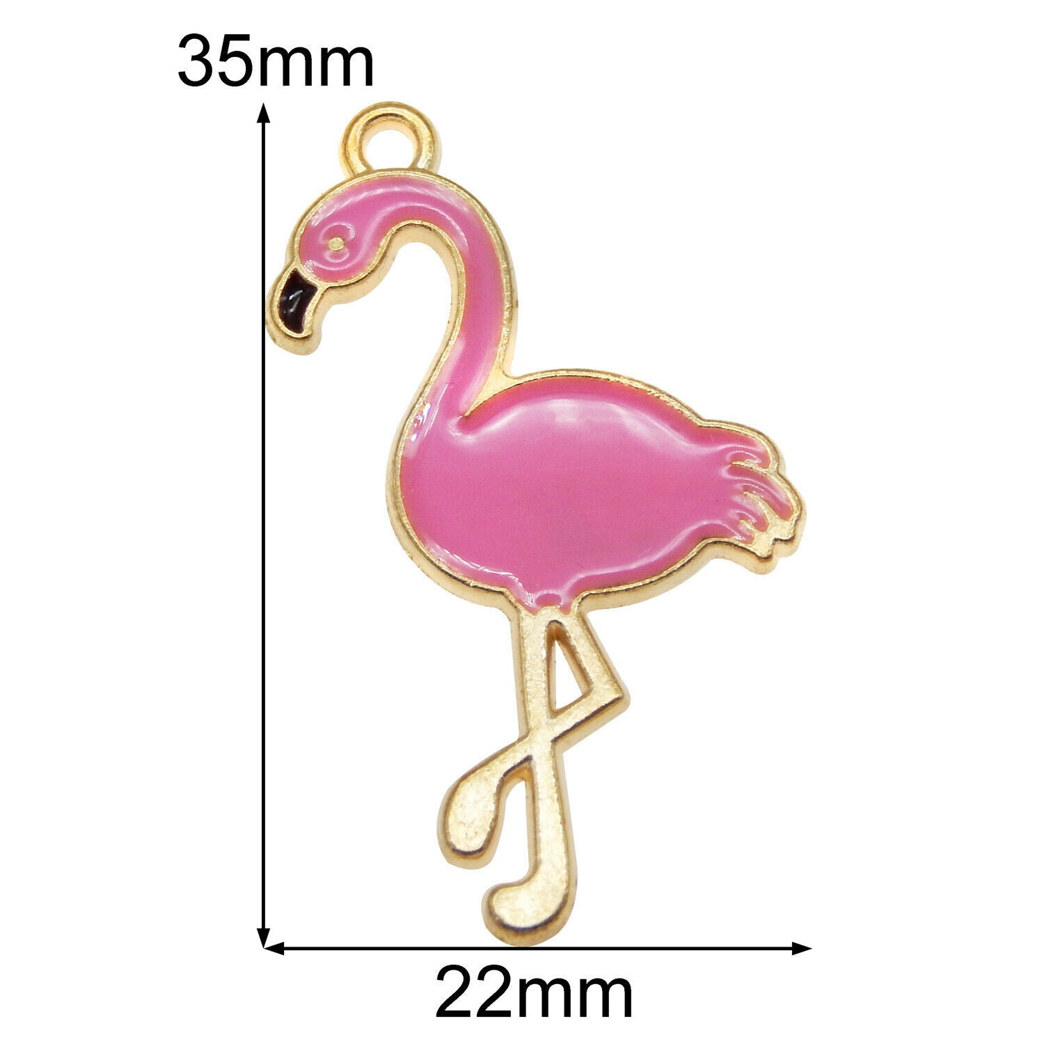 15pcs Enamel Rose Red Flamingo Animal Bird Alloy Charms Pendant DIY Accessories
