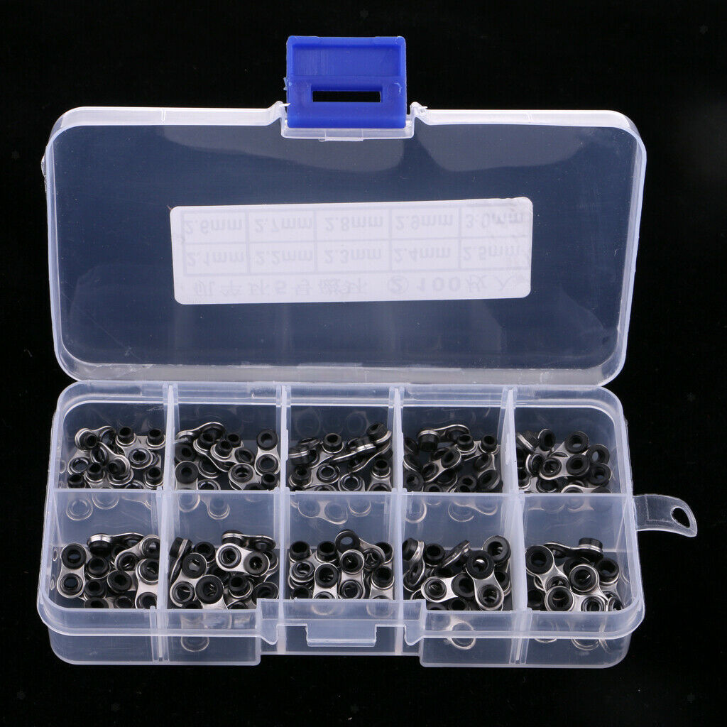200Pcs Boat Fishing Rod Guide Tip Top Replace Stainless Steel Frame Ceramic Ring