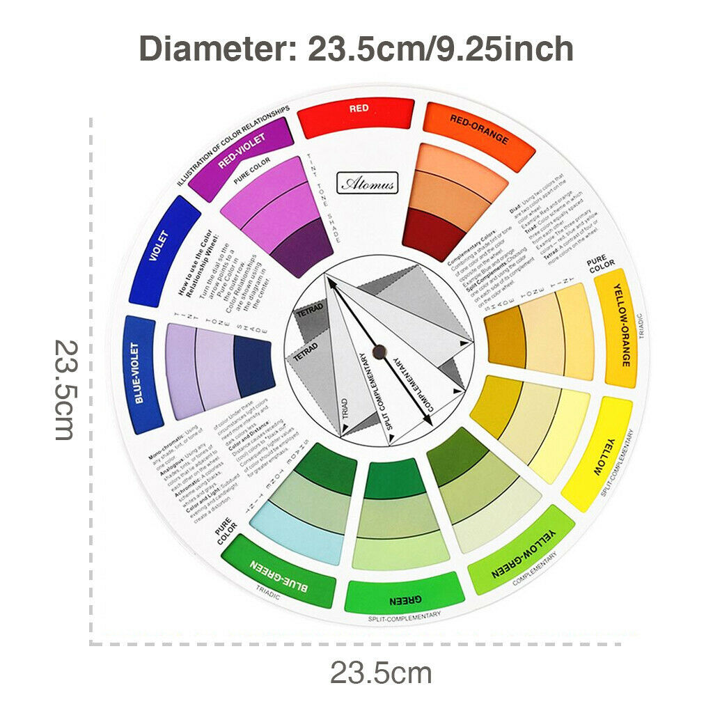 Color Mixing Guide Wheel Paint Matching Pigment Blending Palette Chart DIY