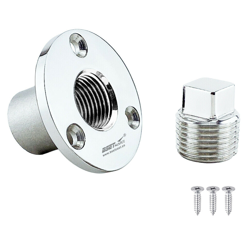 Marine Boat Transom Garboard Drain Plug - Polished 316 Marine Stainless Steel