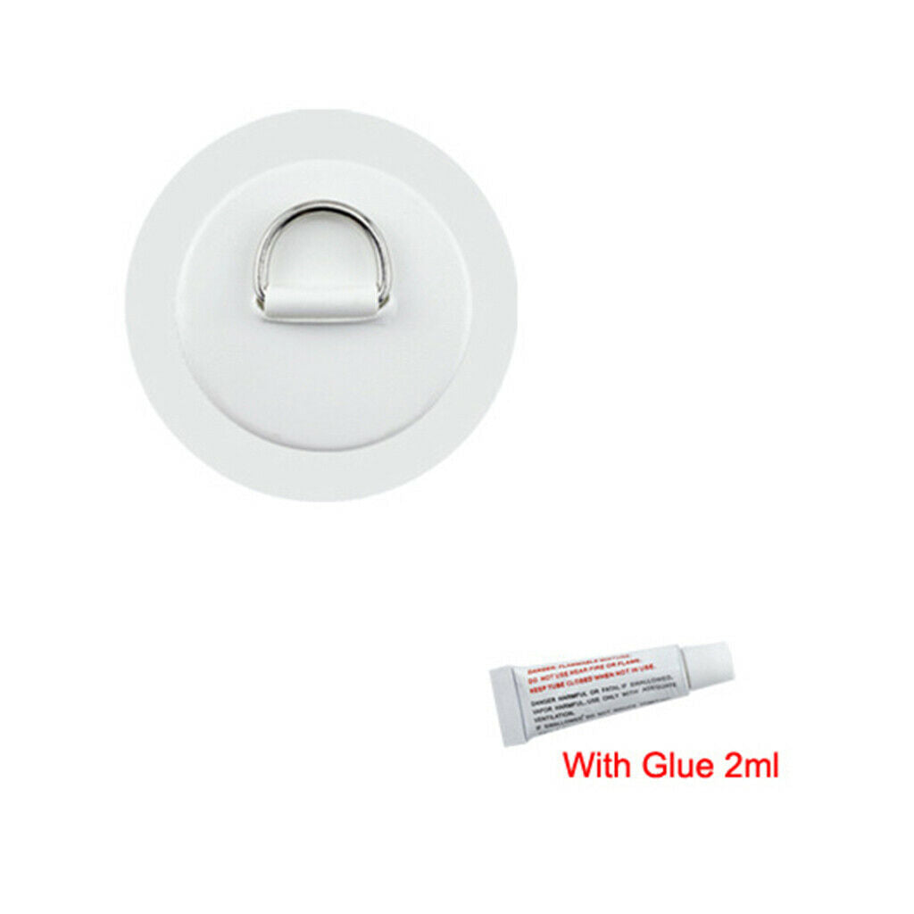 4X Stainless D-Ring Pad/Patch PVC Boat Raft Kayak Surfboard w/Glue Strong White