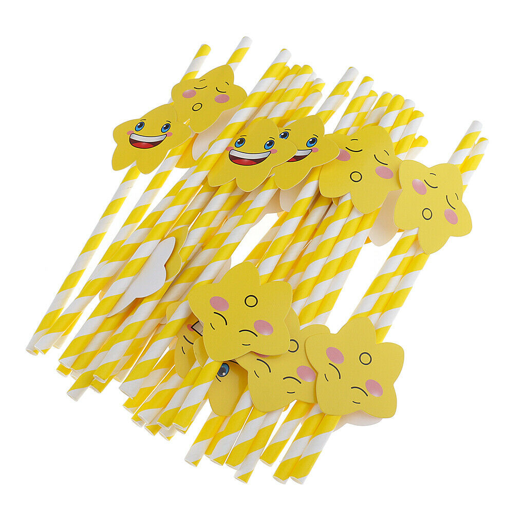 30pcs Funny Stripe Paper Star Drinking Straws for Party Baby Shower Decor
