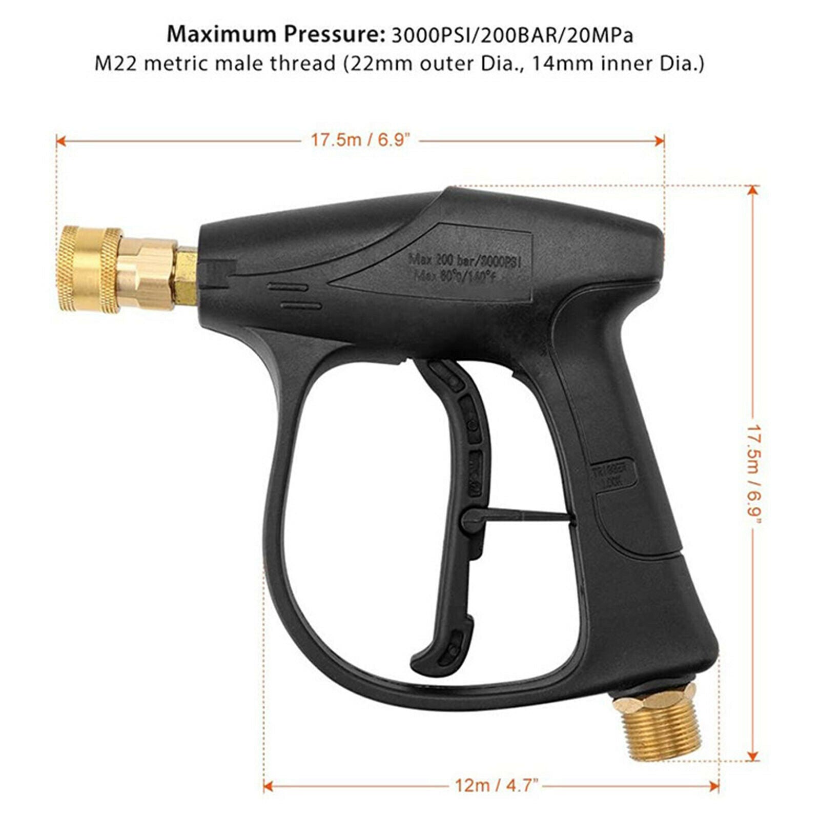1/4" Pressure Washer Gun Short Wand Spray Nozzle Tips Fitting Quick Release