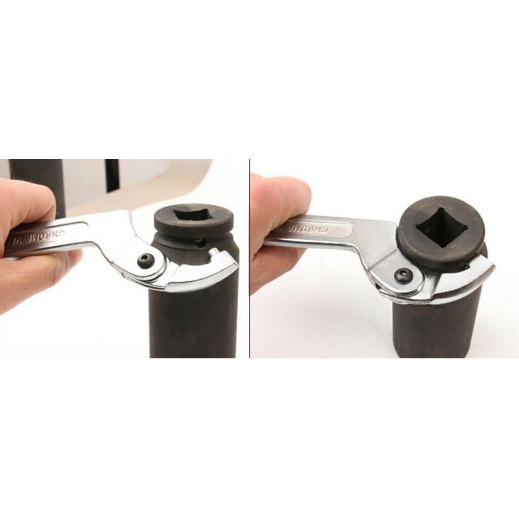 Chrome Vanadium Adjustable Spanner Hook Wrench Tool 32-76mm Square Head