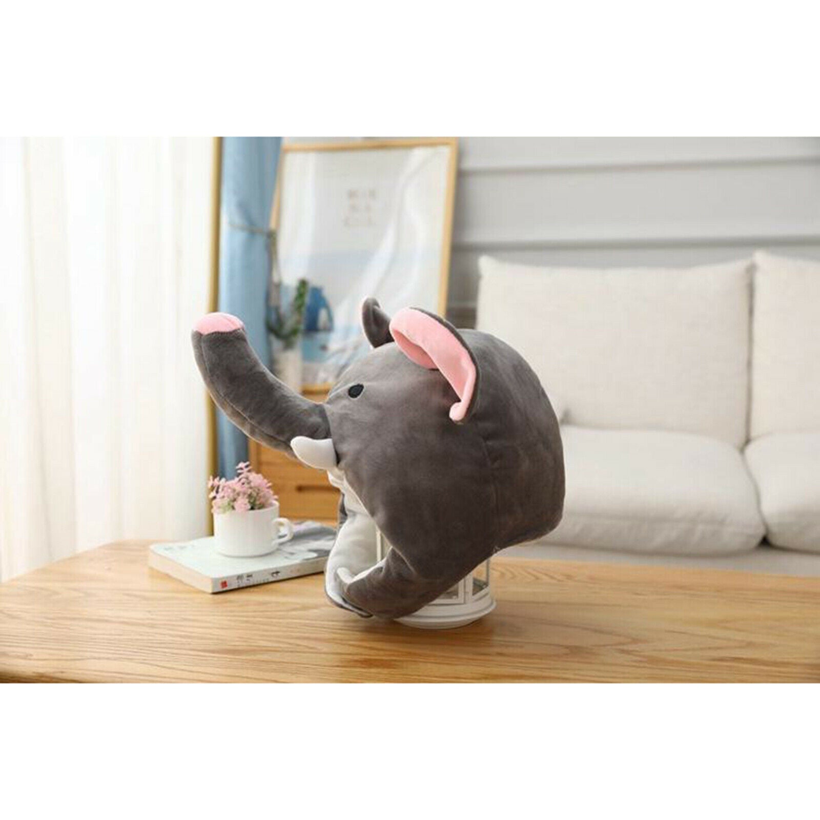 Plush Elephant Hat Gray Headdress Stage Performance Selfie Beanie Hat Hood