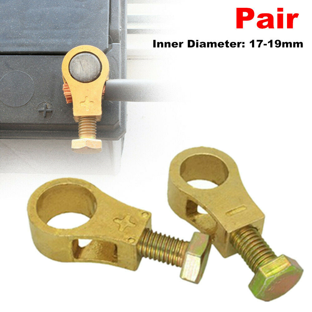 2PC Pure Brass Heavy Duty Battery Top Post Cable Terminal Wire Connector 17-19mm