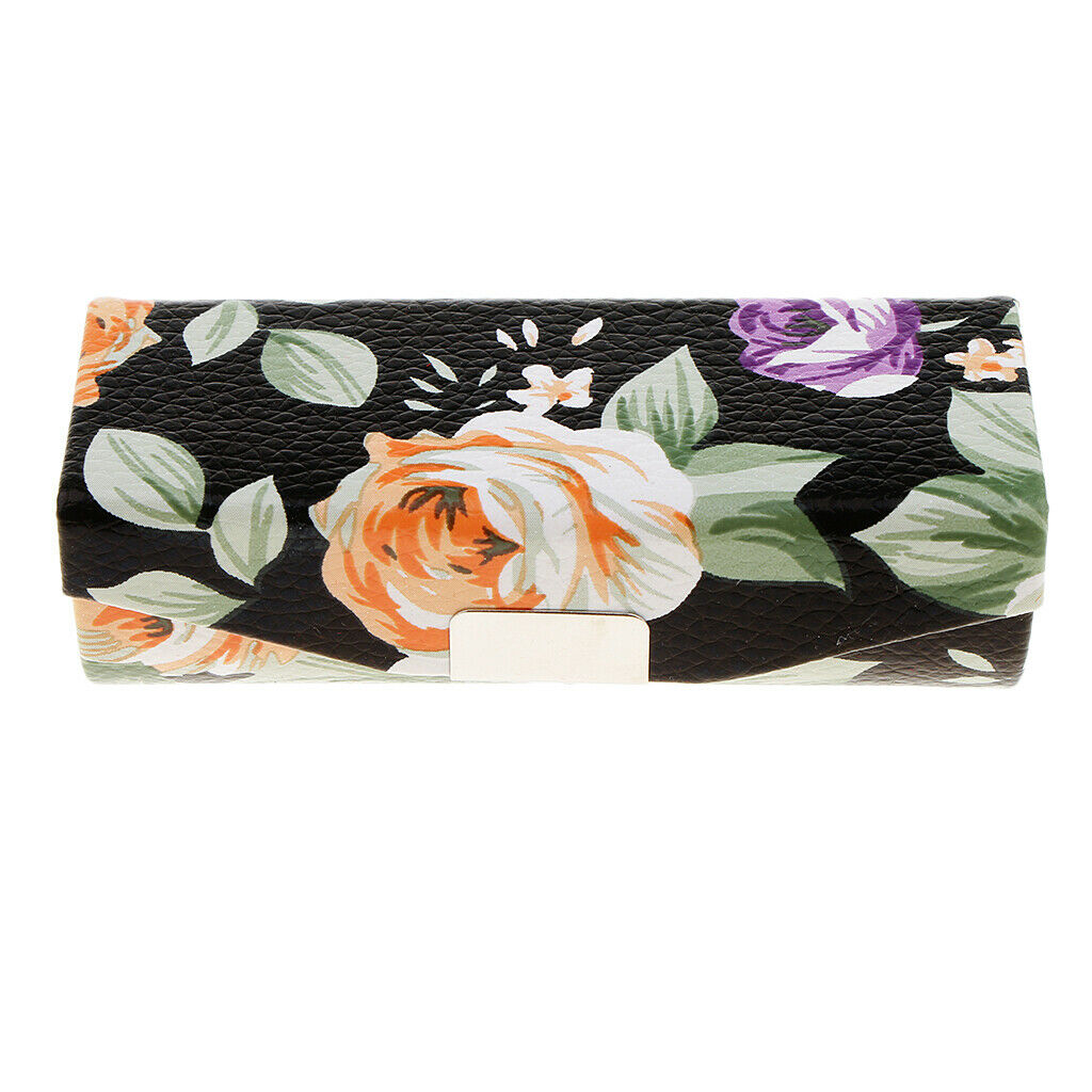 Leather Jewelry Makeup Lipstick Holder Case with Mirror Black