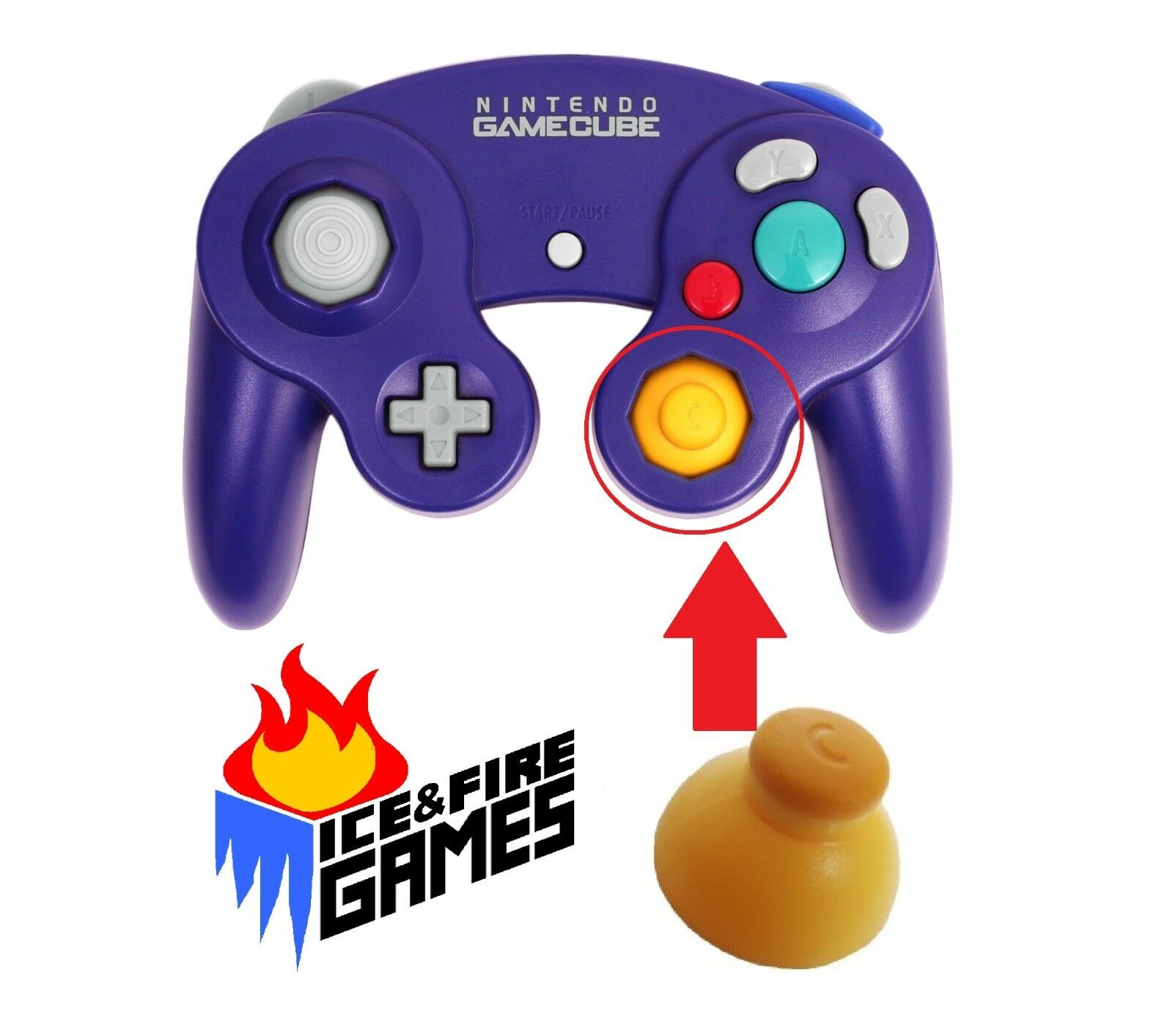 New Joystick Cap for Nintendo Gamecube Controller - Yellow (Right)